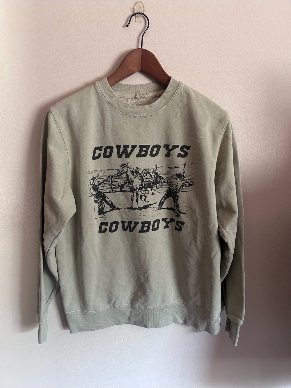 John Galt Brandy Melville | sage green cowboys cowboys graphic Crewneck pullover